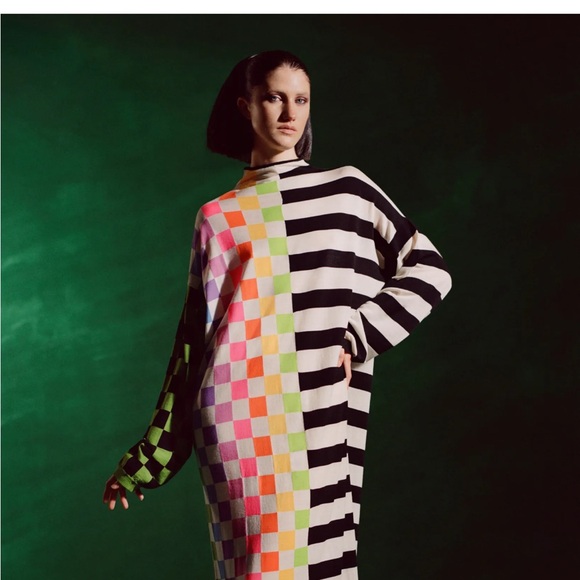 ISO CJR CHECKED RAINBOW WOOL SWEATERDRESS! SIZE XS, SM, or M. - Picture 4 of 4